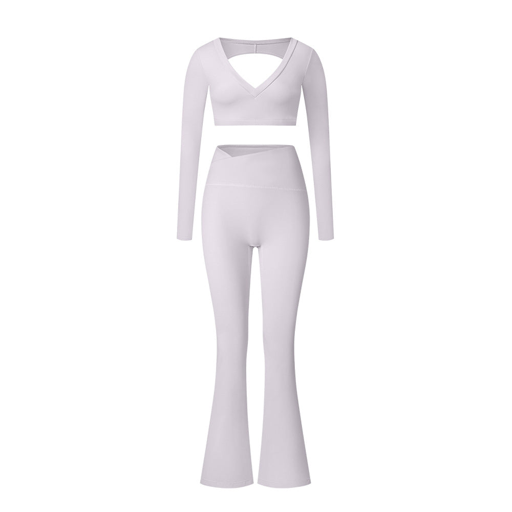 Yoga suit set sandblasting tight fitting shaping high waist fitness sports leisure yoga suit set