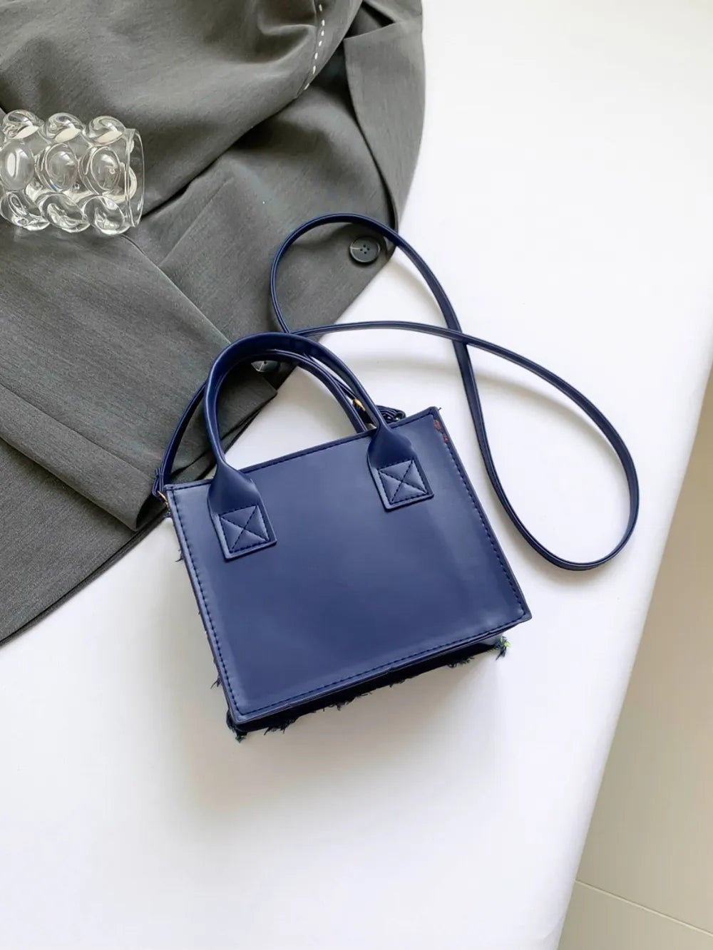 Raw Edge Plaid Shoulder Bag