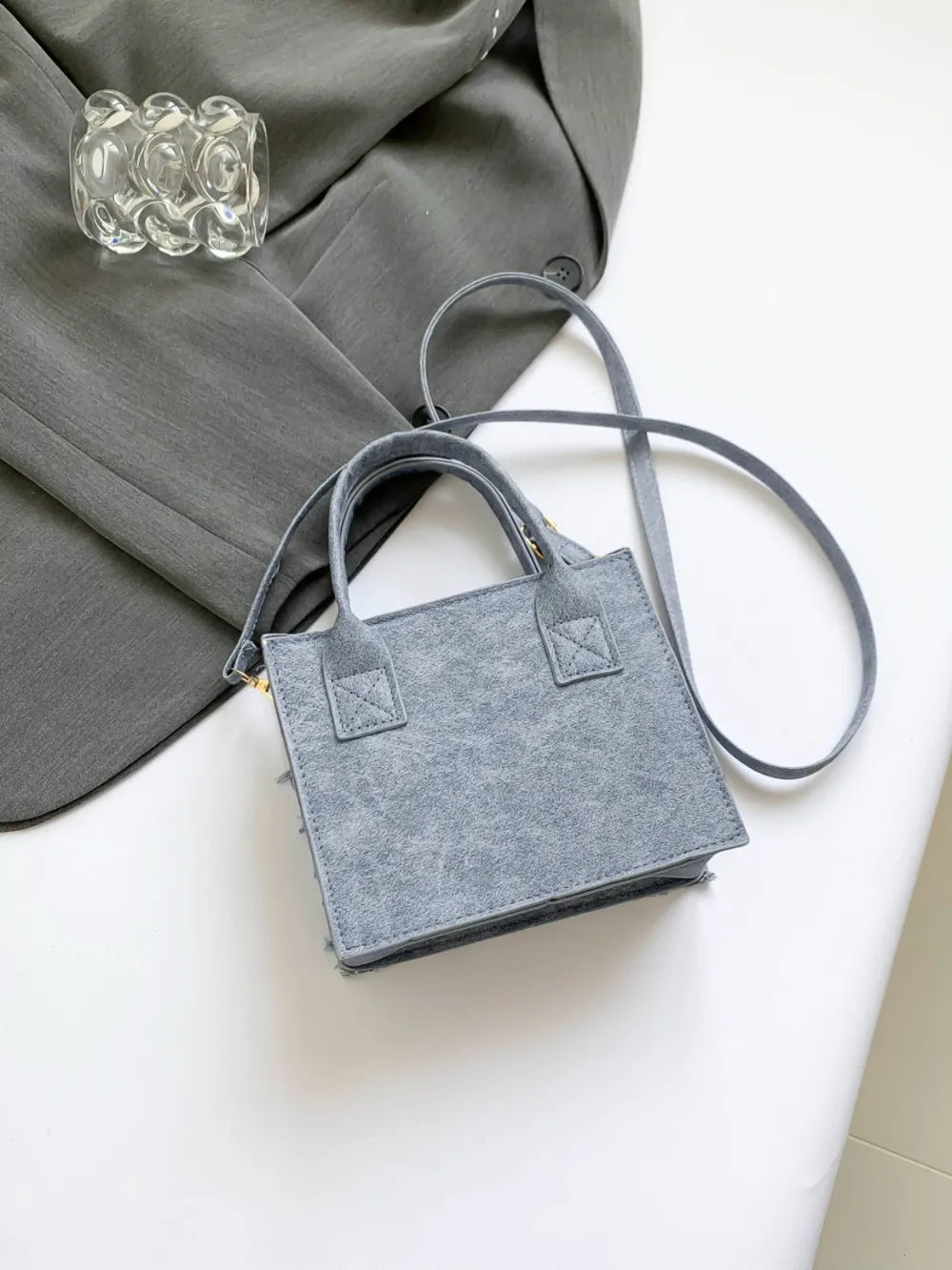 Raw Edge Plaid Shoulder Bag